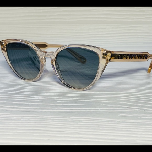 Chloé•CE757S 749•Translucent Peach Frames withGlittering Gold Core•Oval/Cat Eye - Picture 1 of 14